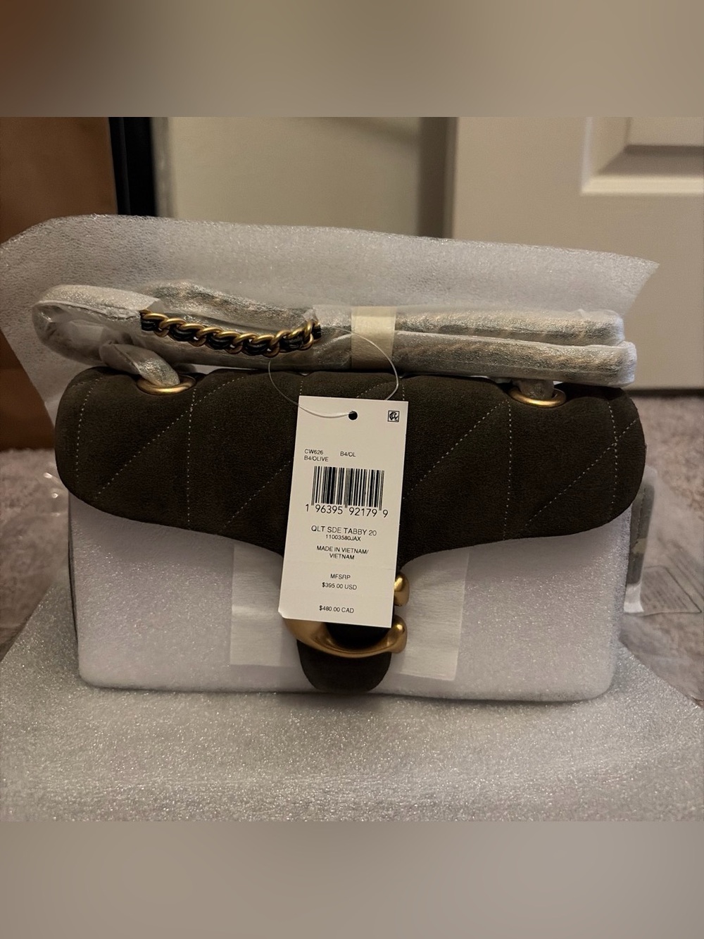 Coach Quilted Olive Tabby 20 with Gold Hardware - Picture 2 of 6